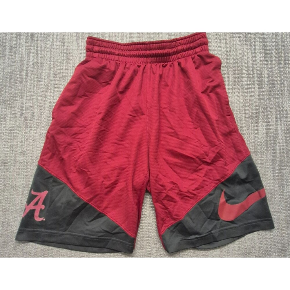 Alabama Crimson Tide Nike Me's LG Red Gray Athletic Shorts Dri-Fit Elastic Waist